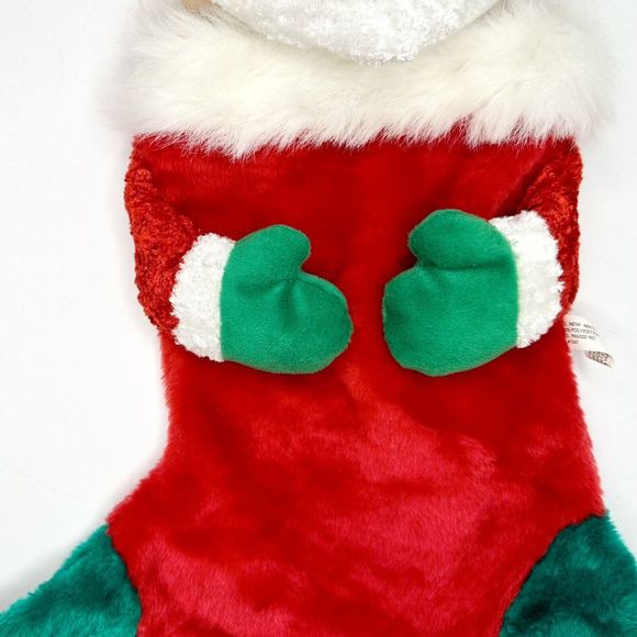 Christmas Stocking‎ Santa Red w/ Santa Head Top Open Preowned 80’s 90’s - Picture 3 of 5